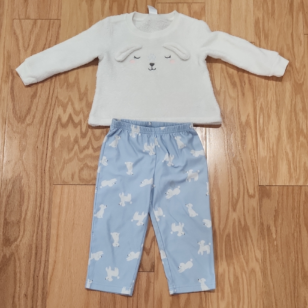 Carter's Cozy White and Blue Poodle Design Pajama Set